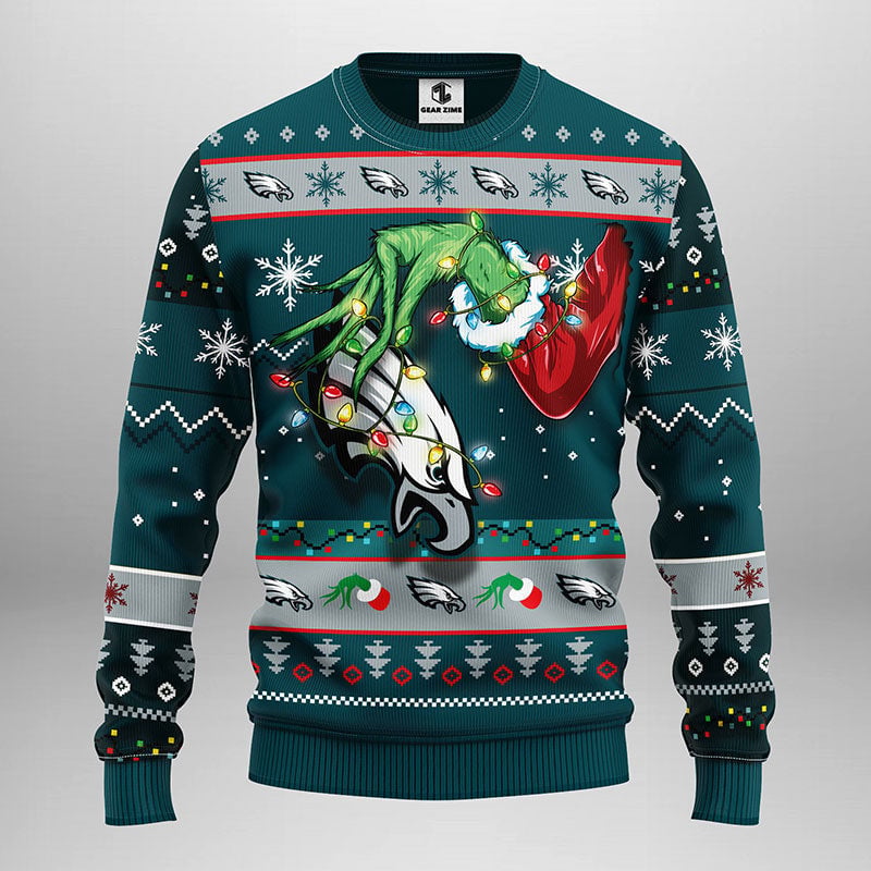 Philadelphia Eagles Grinch Ugly Christmas Sweater Moonbestprint