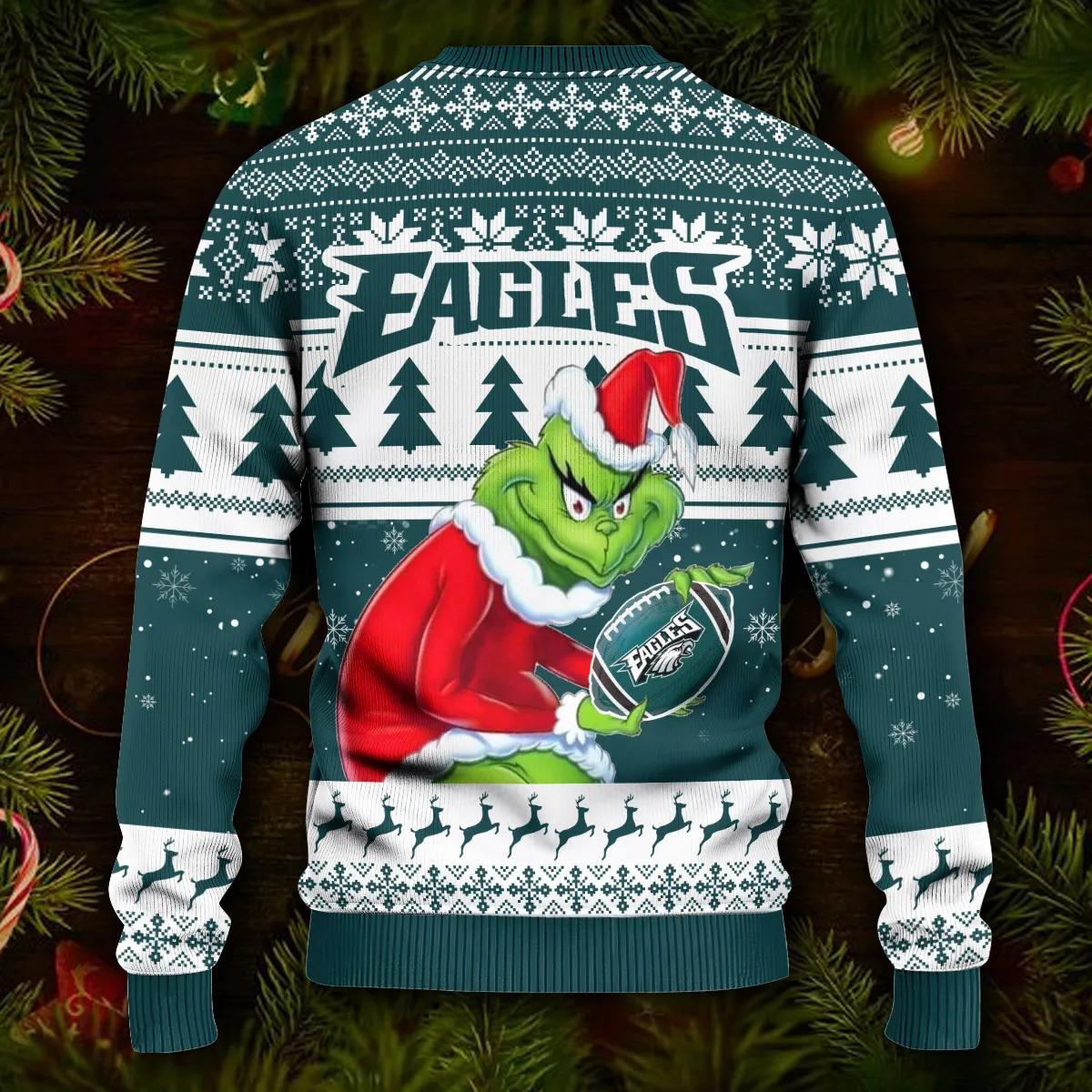 Philadelphia Eagles Grinch Ugly Christmas Sweater, Grinch Sweater Adults Moonbestprint