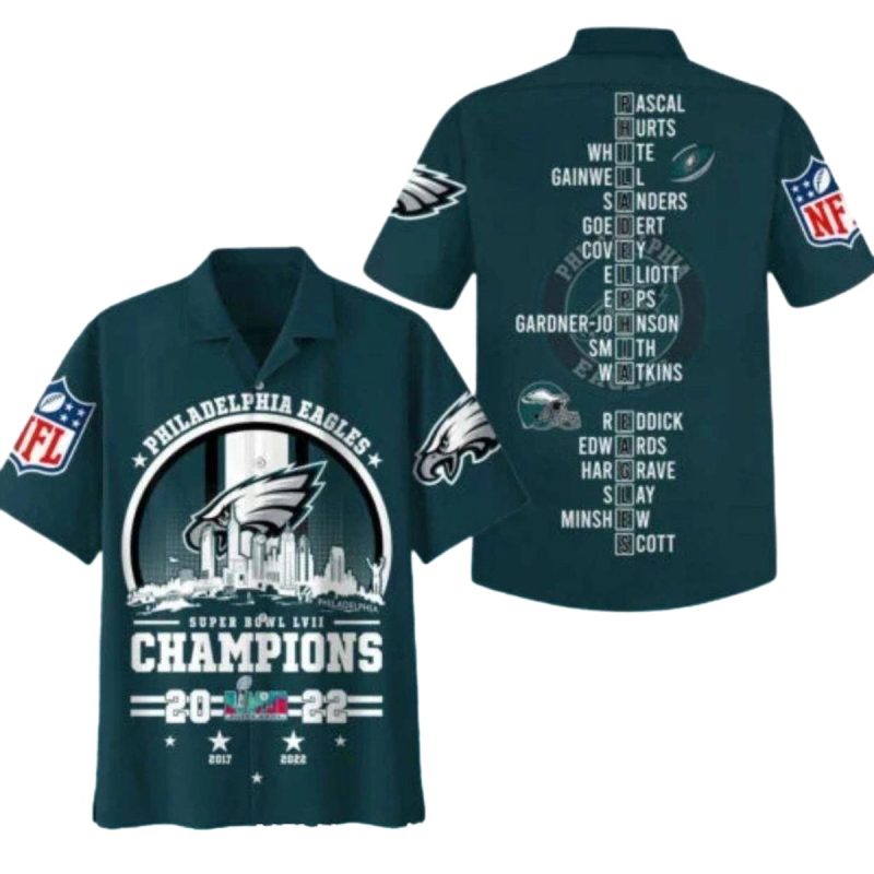 Philadelphia Eagles Name Players Hawaiian Shirt - Moonbestprint