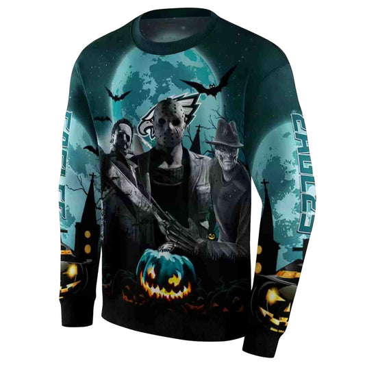 Philadelphia Eagles Halloween Vibes Green Black Aop Sweatshirt - Moonbestprint