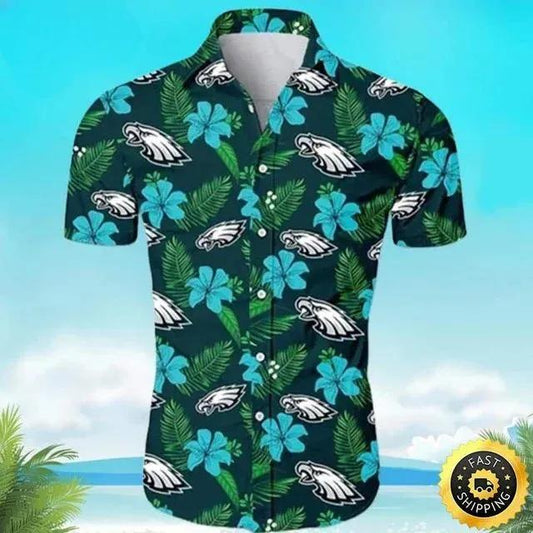 Philadelphia Eagles Hawaiian Shirt Beach Gift For Dad, NFL Hawaiian Shirt Moonbestprint
