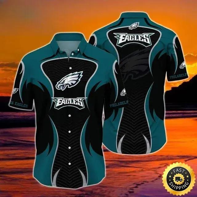 Philadelphia Eagles Hawaiian Shirt Beach Gift For Football Players, NFL Hawaiian Shirt Moonbestprint