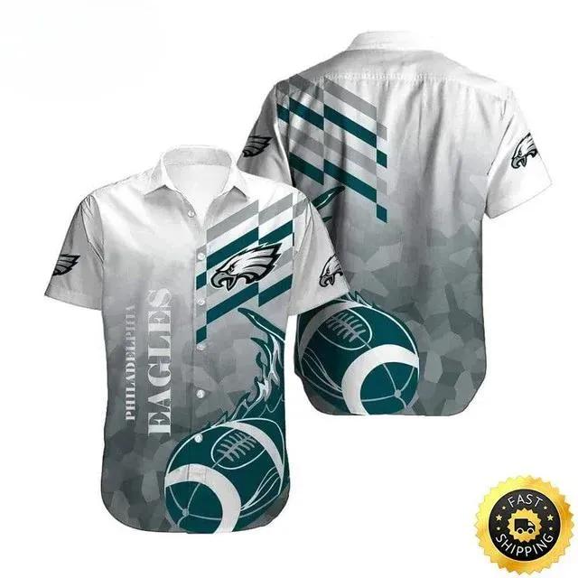 Philadelphia Eagles Hawaiian Shirt Best Gift For Football Fans, NFL Hawaiian Shirt Moonbestprint