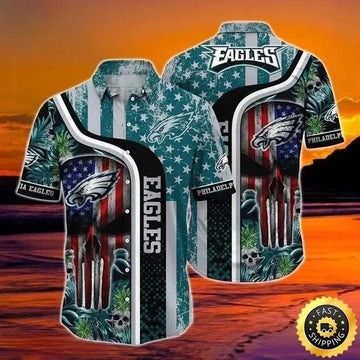 Philadelphia Eagles Hawaiian Shirt Birthday Gift For Football Fans, NFL Hawaiian Shirt Moonbestprint
