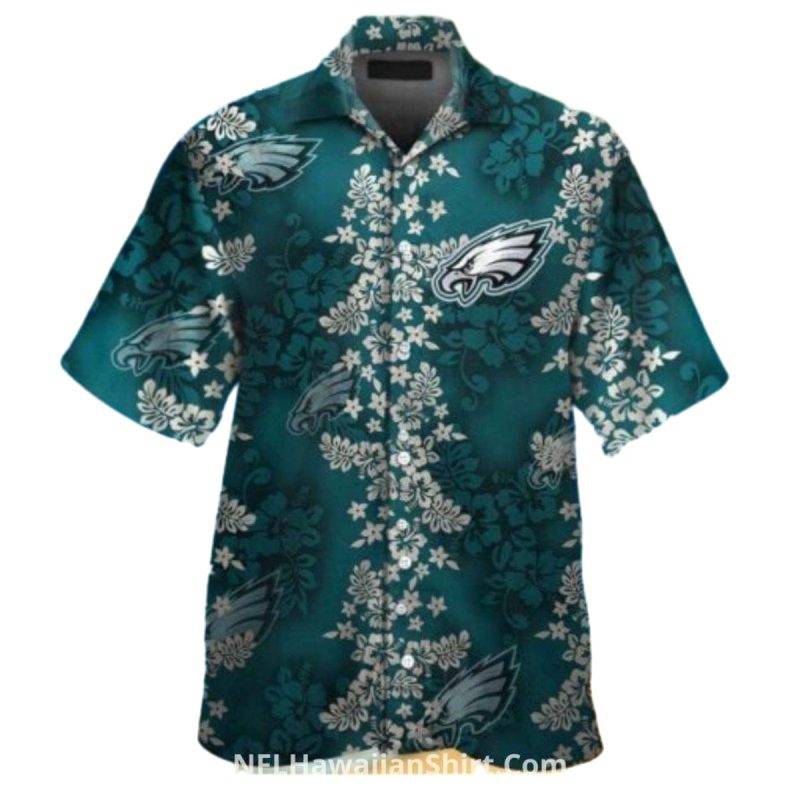 Philadelphia Eagles Classic Logo And Flowers Hawaiian Shirt - Moonbestprint