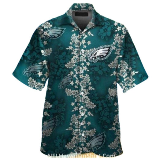 Philadelphia Eagles Classic Logo And Flowers Hawaiian Shirt - Moonbestprint