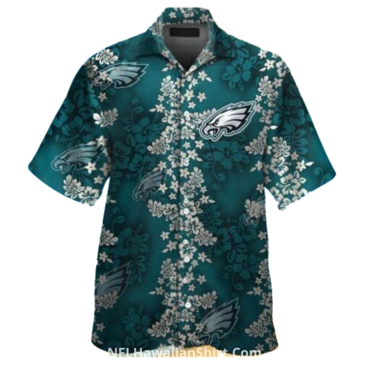 Philadelphia Eagles Classic Logo And Flowers Hawaiian Shirt - Moonbestprint