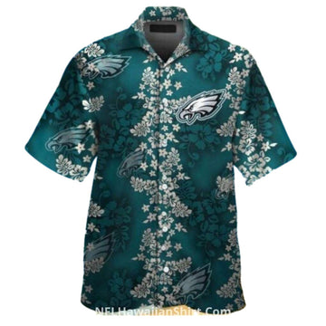 Philadelphia Eagles Classic Logo And Flowers Hawaiian Shirt - Moonbestprint