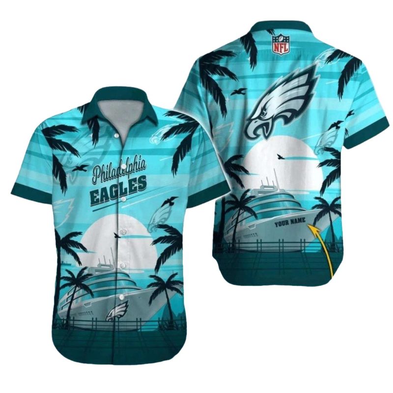 Personalized Philadelphia Eagles Cruise Ship Sunset Vibes Hawaiian Shirt - Moonbestprint