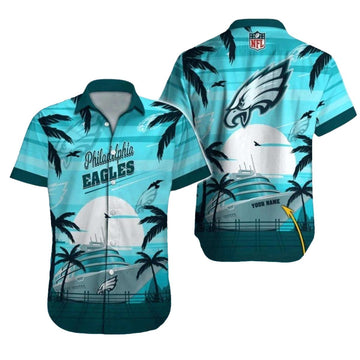 Personalized Philadelphia Eagles Cruise Ship Sunset Vibes Hawaiian Shirt - Moonbestprint