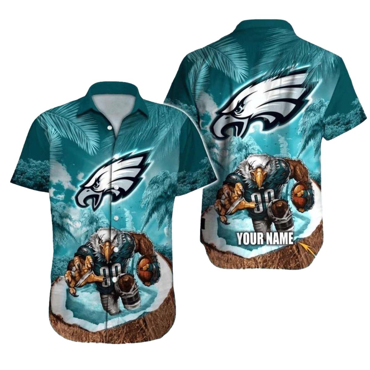 Personalized Philadelphia Eagles Fierce Eagle On Island Scene Hawaiian Shirt - Moonbestprint