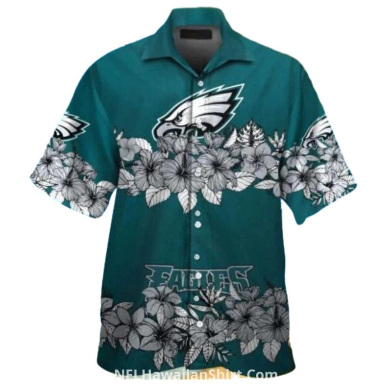 Philadelphia Eagles Floral Hibiscus Pattern Hawaiian Shirt - Moonbestprint