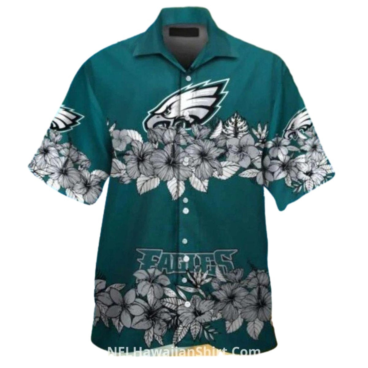Philadelphia Eagles Floral Hibiscus Pattern Hawaiian Shirt - Moonbestprint
