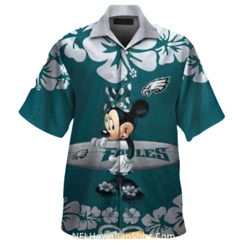 Philadelphia Eagles Floral Minnie Mouse Hawaiian Shirt - Moonbestprint