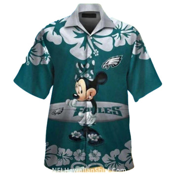 Philadelphia Eagles Floral Minnie Mouse Hawaiian Shirt - Moonbestprint
