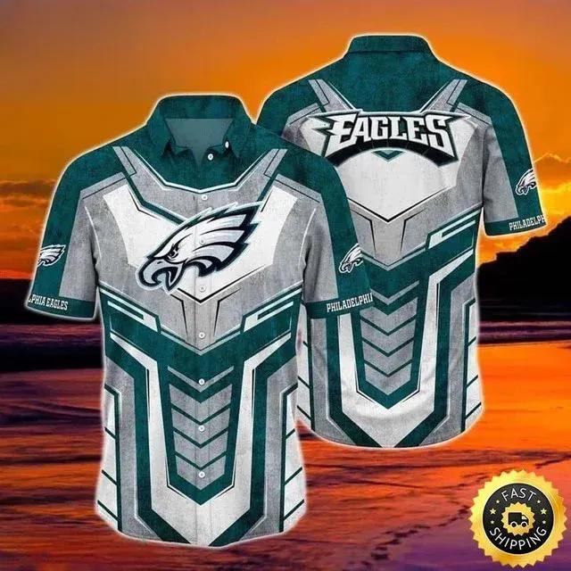 Philadelphia Eagles Hawaiian Shirt Football Gift For Boyfriend, NFL Hawaiian Shirt Moonbestprint
