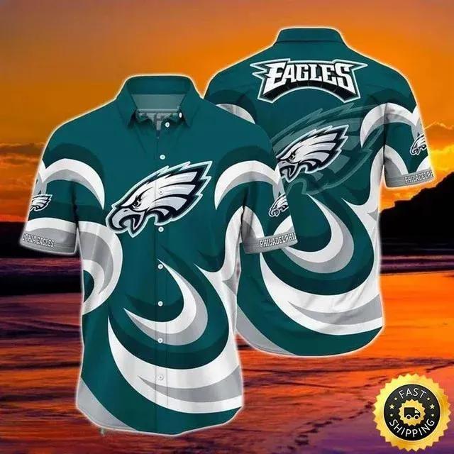 Philadelphia Eagles Hawaiian Shirt Football Gift For Dad, NFL Hawaiian Shirt Moonbestprint