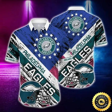 Philadelphia Eagles Hawaiian Shirt Football Helmet, NFL Hawaiian Shirt Moonbestprint