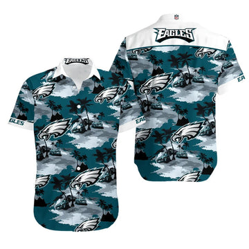 Philadelphia Eagles Hawaiian Shirt Island Pattern All Over Print, NFL Hawaiian Shirt Moonbestprint