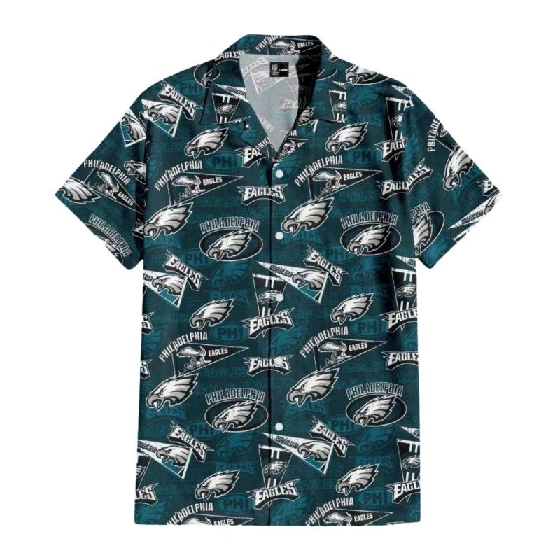 Philadelphia Eagles Logo Collage Hawaiian Shirt - Moonbestprint