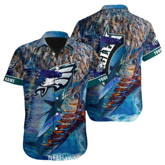 Philadelphia Eagles Marlin Fish Ocean Hawaiian Shirt - Moonbestprint