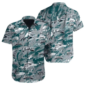 Philadelphia Eagles Ocean Fish And Wave Hawaiian Shirt - Moonbestprint