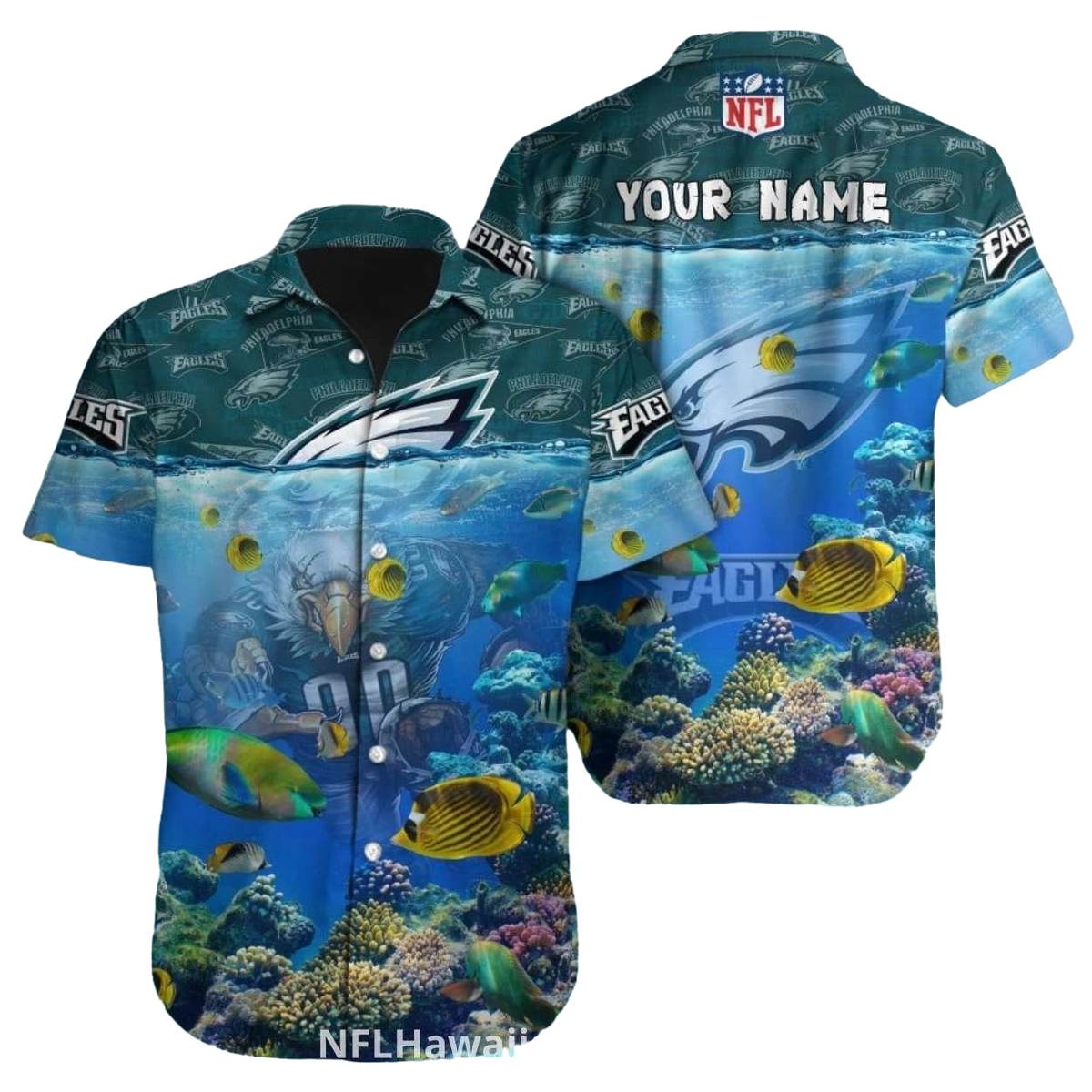 Personalized Philadelphia Eagles Ocean Underwater Hawaiian Shirt - Moonbestprint