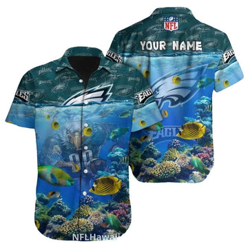 Personalized Philadelphia Eagles Ocean Underwater Hawaiian Shirt - Moonbestprint