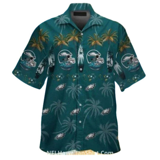 Philadelphia Eagles Palm Tree And Helmet Hawaiian Shirt - Moonbestprint