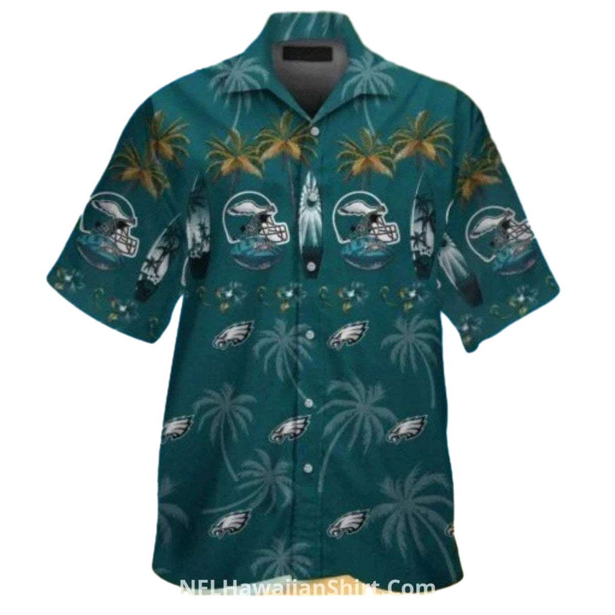 Philadelphia Eagles Palm Tree And Helmet Hawaiian Shirt - Moonbestprint