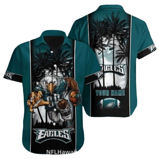 Personalized Philadelphia Eagles Palm Tree Night Theme Hawaiian Shirt - Moonbestprint