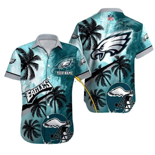 Philadelphia Eagles Palm Trees And Helmet Hawaiian Shirt - Moonbestprint
