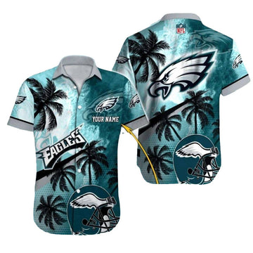 Philadelphia Eagles Palm Trees And Helmet Hawaiian Shirt - Moonbestprint