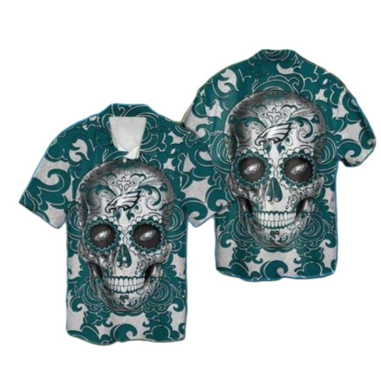 Philadelphia Eagles Sugar Skull Hawaiian Shirt - Moonbestprint