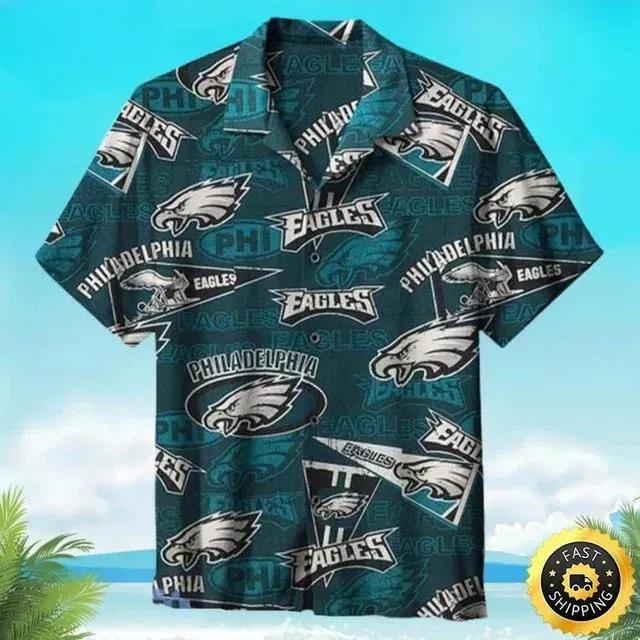 Philadelphia Eagles Hawaiian Shirt Summer Beach Gift, NFL Hawaiian Shirt Moonbestprint