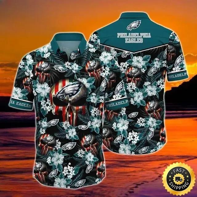 Philadelphia Eagles Hawaiian Shirt Summer Gift For Son, NFL Hawaiian Shirt Moonbestprint