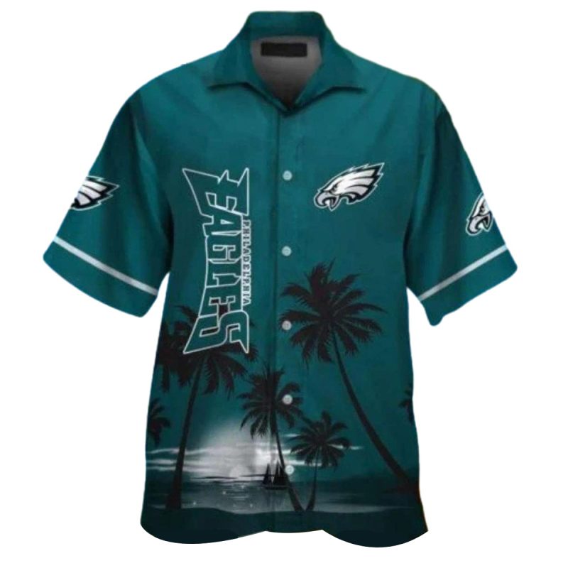 Philadelphia Eagles Sunset Palm Tree Coconut Hawaiian Shirt - Moonbestprint