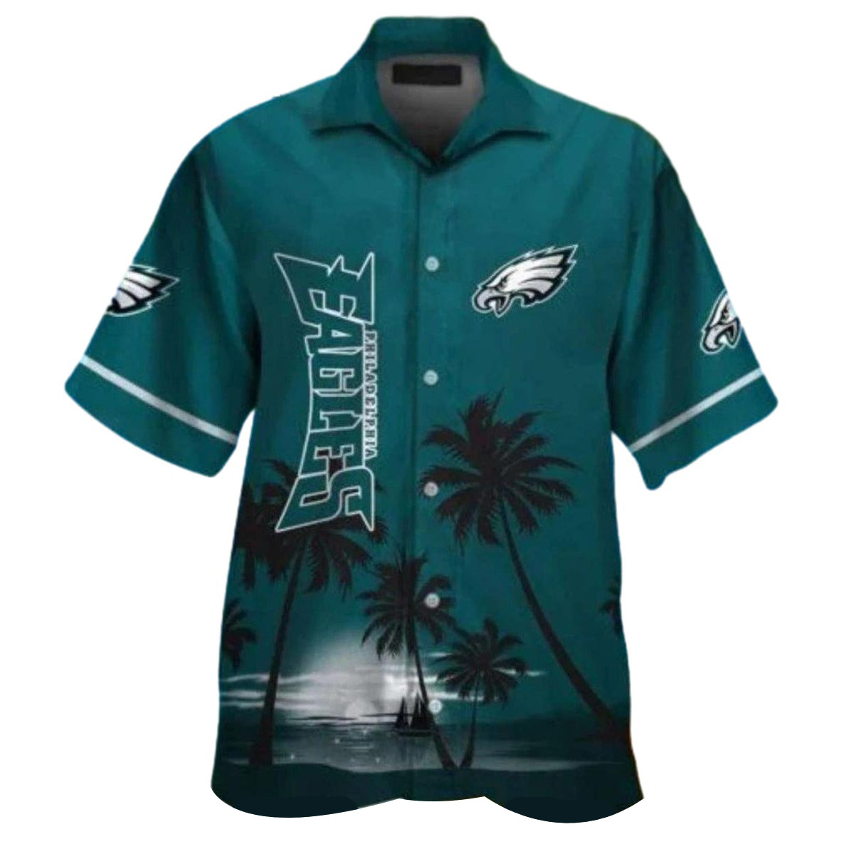 Philadelphia Eagles Sunset Palm Tree Coconut Hawaiian Shirt - Moonbestprint