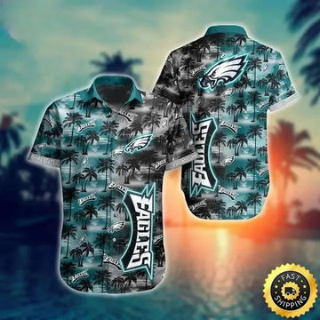 Philadelphia Eagles Hawaiian Shirt Vintage Coconut Tree, NFL Hawaiian Shirt Moonbestprint