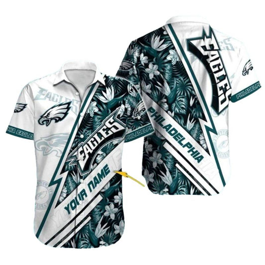 Philadelphia Eagles White Floral Lightning Hawaiian Shirt - Moonbestprint
