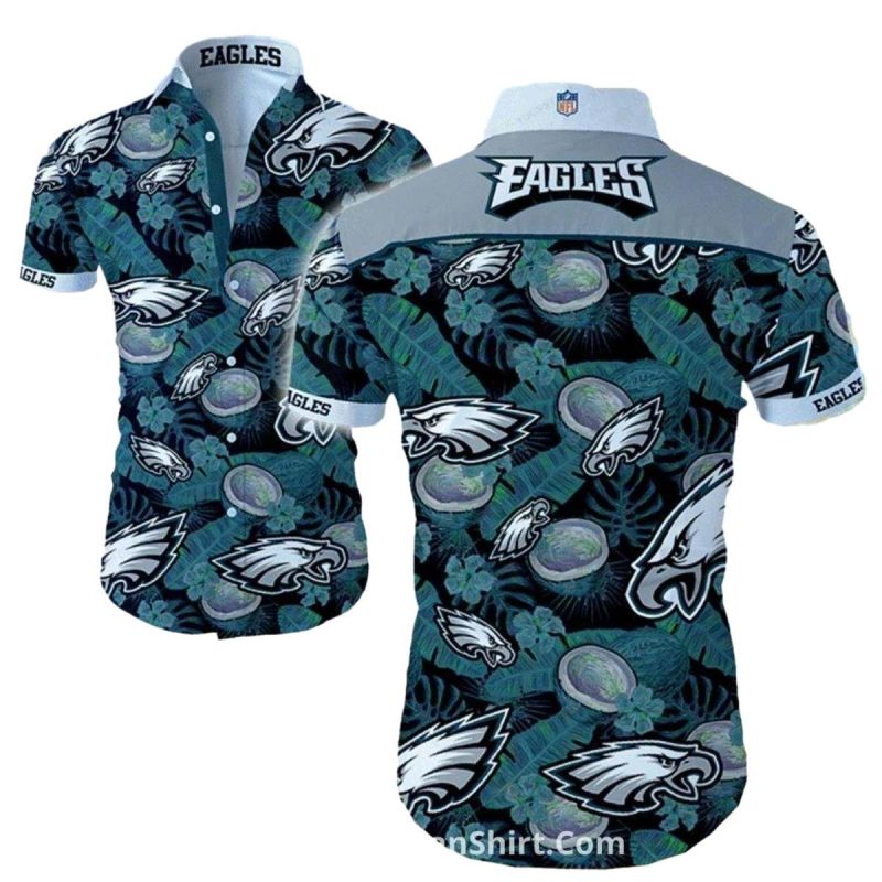 Philadelphia Eagles With Coconuts And Greenery Hawaiian Shirt - Moonbestprint