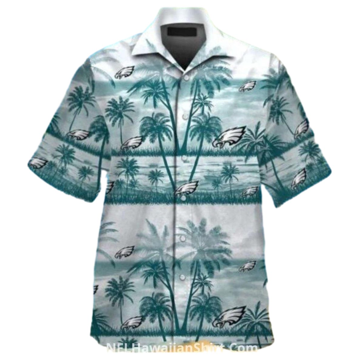 Philadelphia Eagles With White And Teal Palms Hawaiian Shirt - Moonbestprint