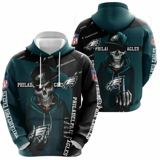 Philadelphia Eagles Hip Hop Skull 3D Hoodie, NFL Hoodie Moonbestprint