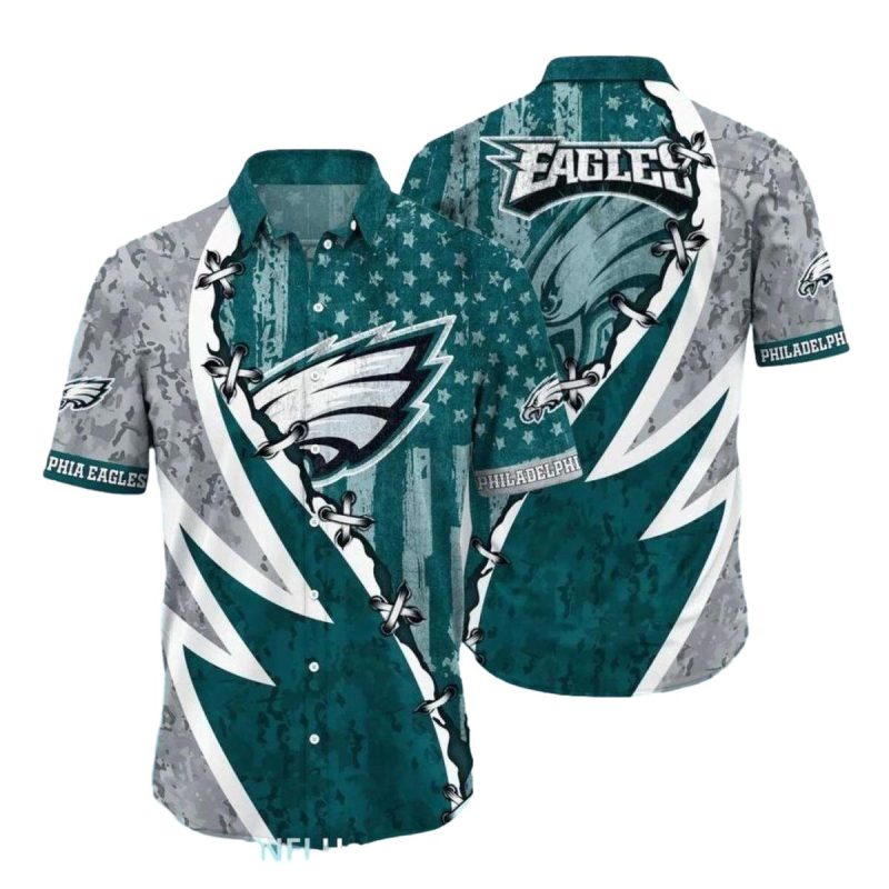 Philadelphia Eagles Intense Storm Barbed Wire Hawaiian Shirt - Moonbestprint