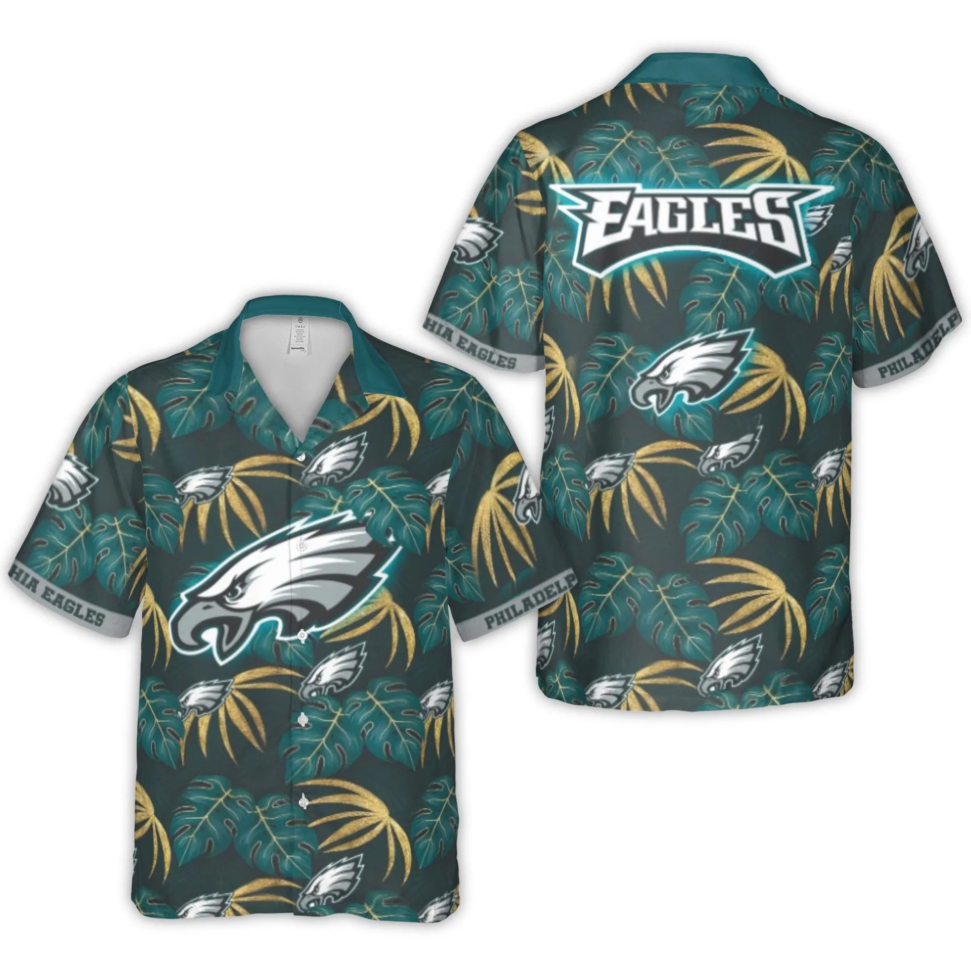 Philadelphia Eagles Logo With Tropical Leaves Hawaiian Shirt – Moonbestprint