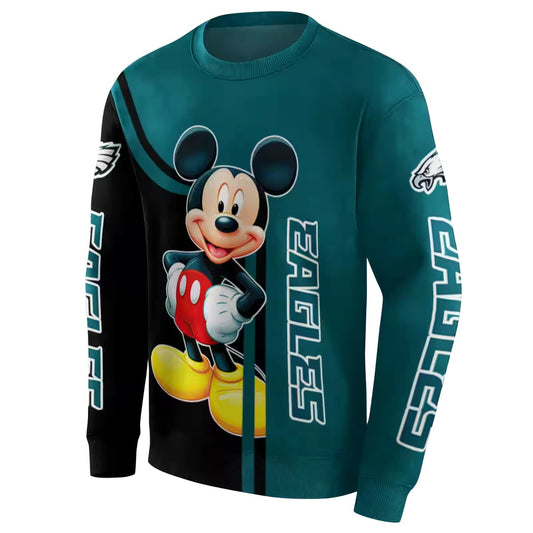 Philadelphia Eagles Mickey Mouse Green Black Aop Sweatshirt - Moonbestprint