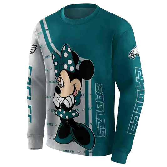 Philadelphia Eagles Minnie Mouse Green Aop Sweatshirt - Moonbestprint