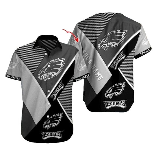 Personalized Philadelphia Eagles Monochrome Precision Hawaiian Shirt - Moonbestprint