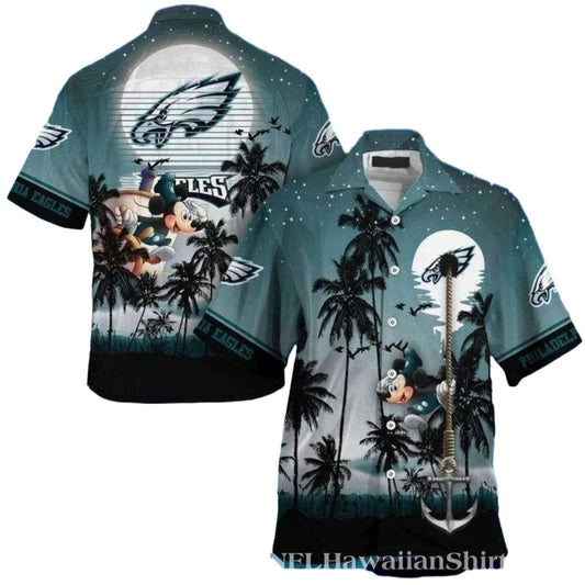 Philadelphia Eagles Moonlight Mickey Tropics Hawaiian Shirt - Moonbestprint