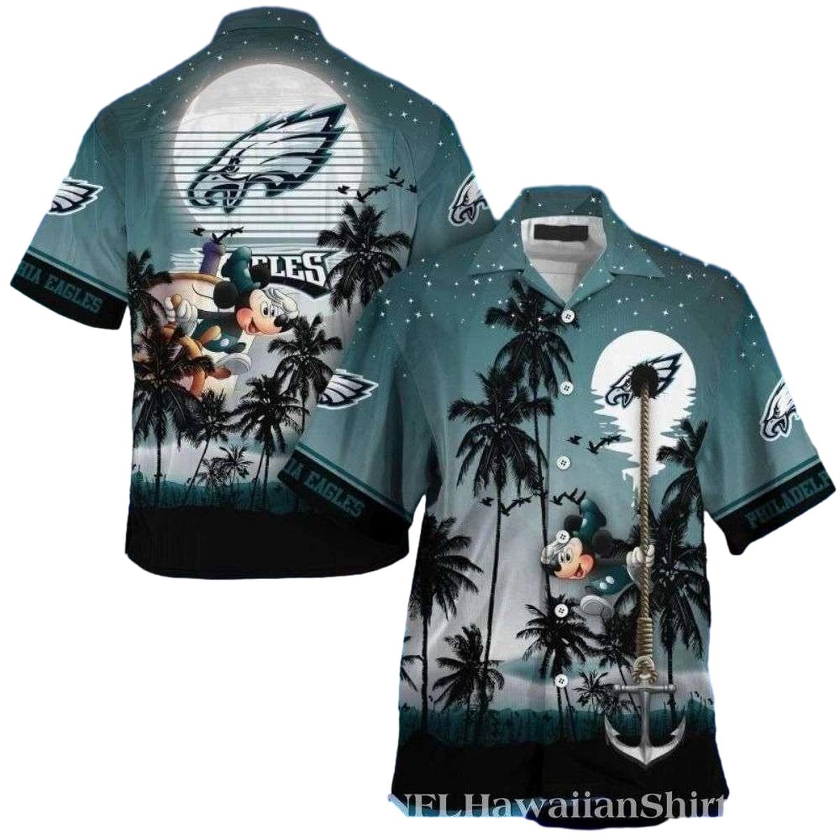 Philadelphia Eagles Moonlight Mickey Tropics Hawaiian Shirt - Moonbestprint